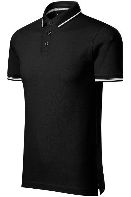Muška polo majica s kontrastnim detaljima, crno