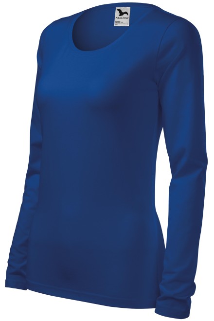 Ženska majica uskog kroja s dugim rukavima, kraljevski plava