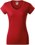 Ženska majica slim fit s V izrezom, crvena