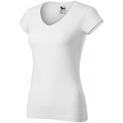 Dámske tričko s V-výstrihom zúžené, biela, 2XL