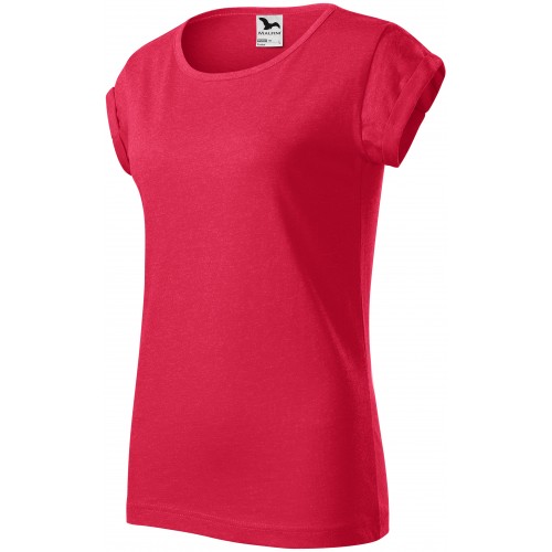 E-shop Dámske tričko s vyhrnutými rukávmi, červený melír