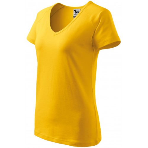 Dámske tričko zúžené, raglánový rukáv, žltá, 2XL