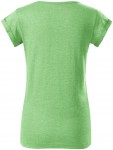Dámske tričko s vyhrnutými rukávmi, zelený melír