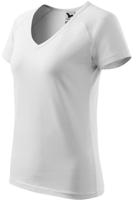 Дамска приталена тениска с ръкав реглан, Бял