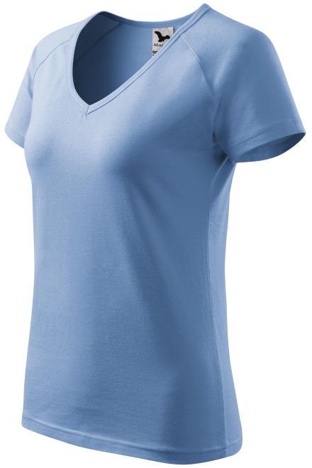 Дамска приталена тениска с ръкав реглан, небесно синьо