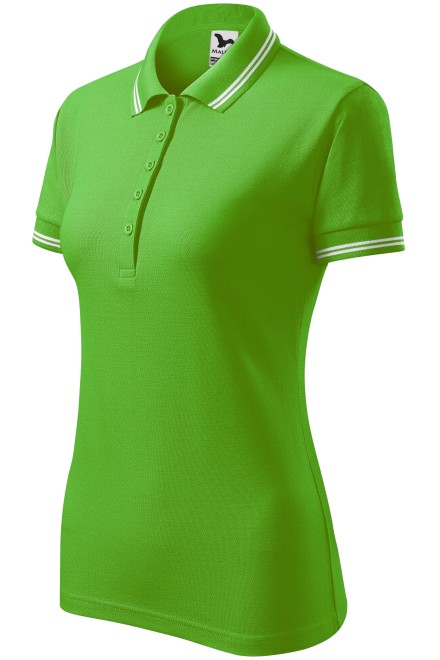 Дамска риза поло контра, ябълково зелено