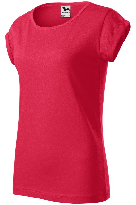 Дамска тениска със завити ръкави, червен мрамор