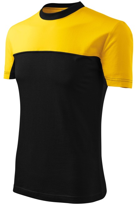 Двуцветна памучна тениска, жълт