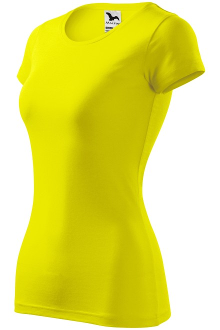 Леко стеснена дамска тениска, лимонено жълто