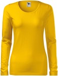 Дамска прилепнала тениска с дълъг ръкав, жълт