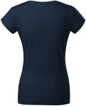 Дамска приталена тениска с V-образно деколте, тъмно синьо