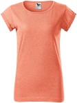 Дамска тениска със завити ръкави, оранжев мрамор