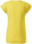Дамска тениска със завити ръкави, жълт мрамор