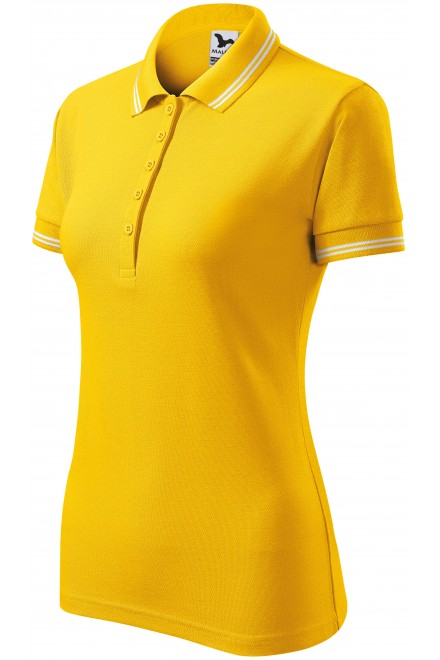 Kontrastowa koszulka polo damska, żółty