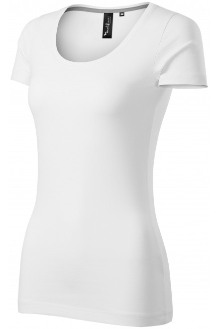 Koszulka damska z ozdobnymi przeszyciami, biały
