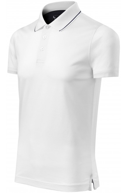 Męska elegancka merceryzowana koszulka polo, biały