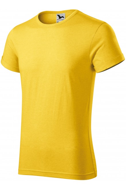 T-shirt męski z podwiniętymi rękawami, żółty marmur
