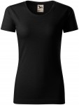 T-shirt damski, teksturowana bawełna organiczna, czarny