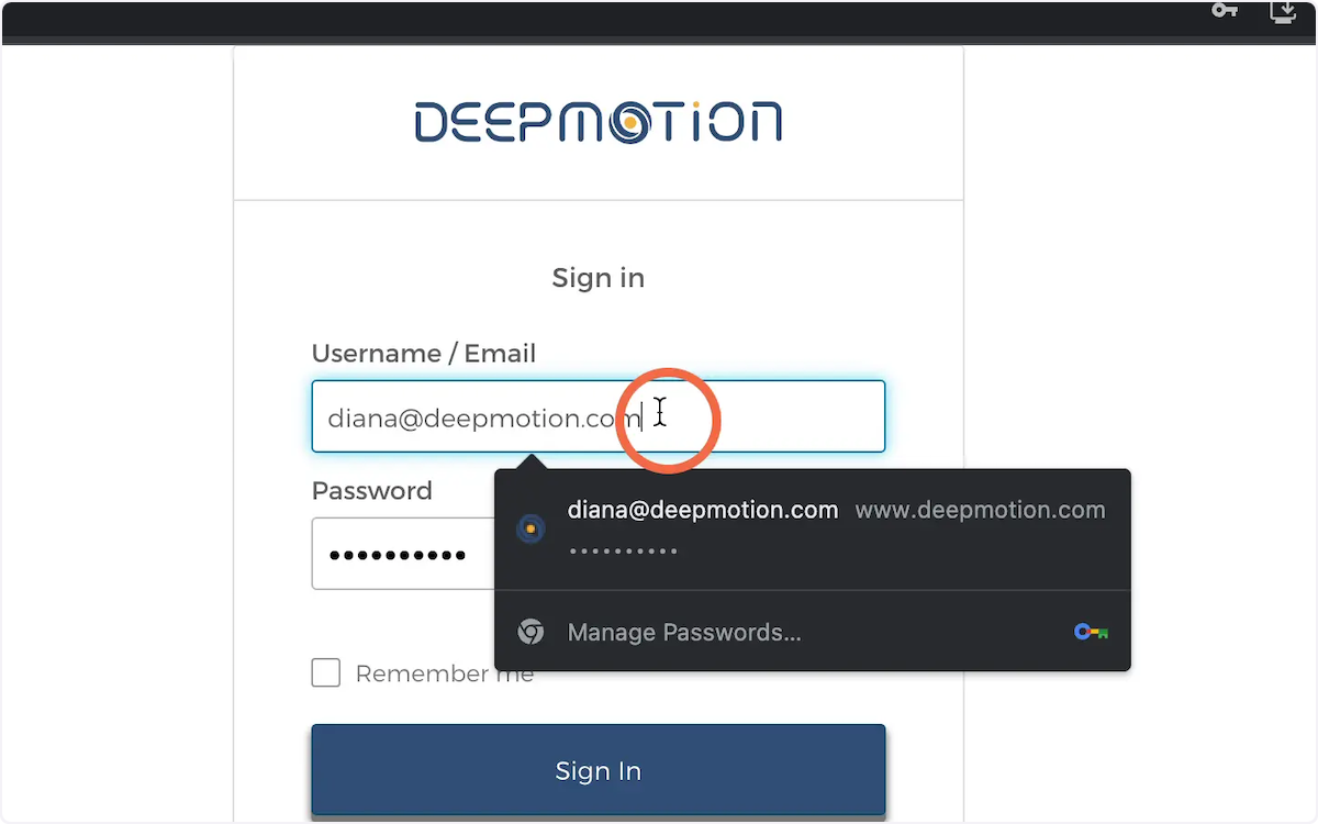 Use Your Email As Your Username to Sign in to portal.deepmotion.com