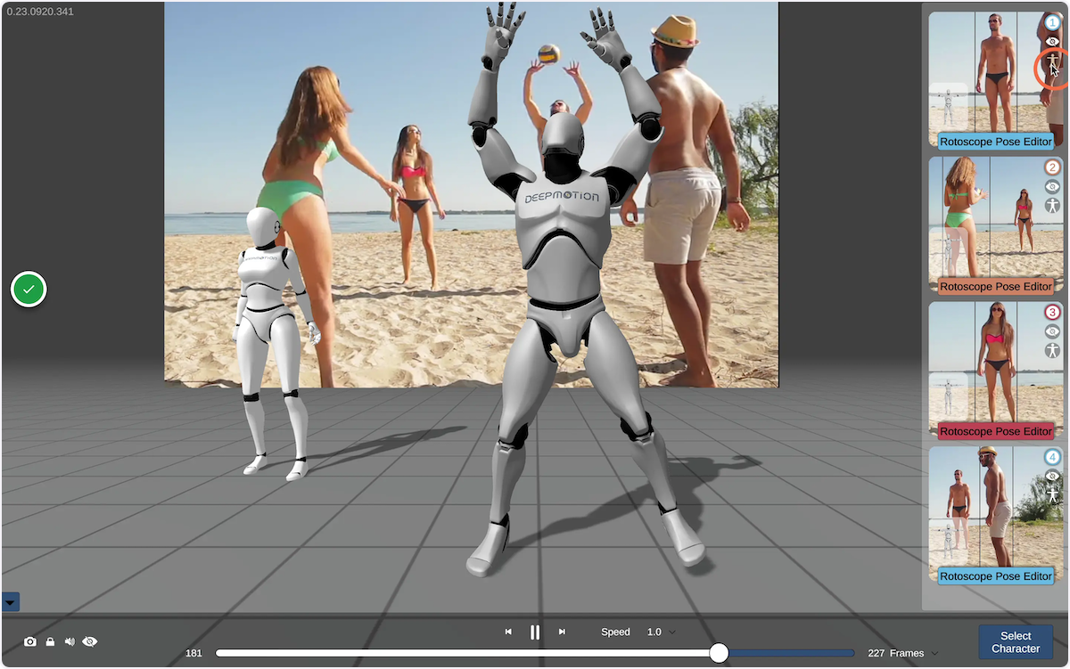 Previewer Tip: Use navigation to focus on one person animation at a time.