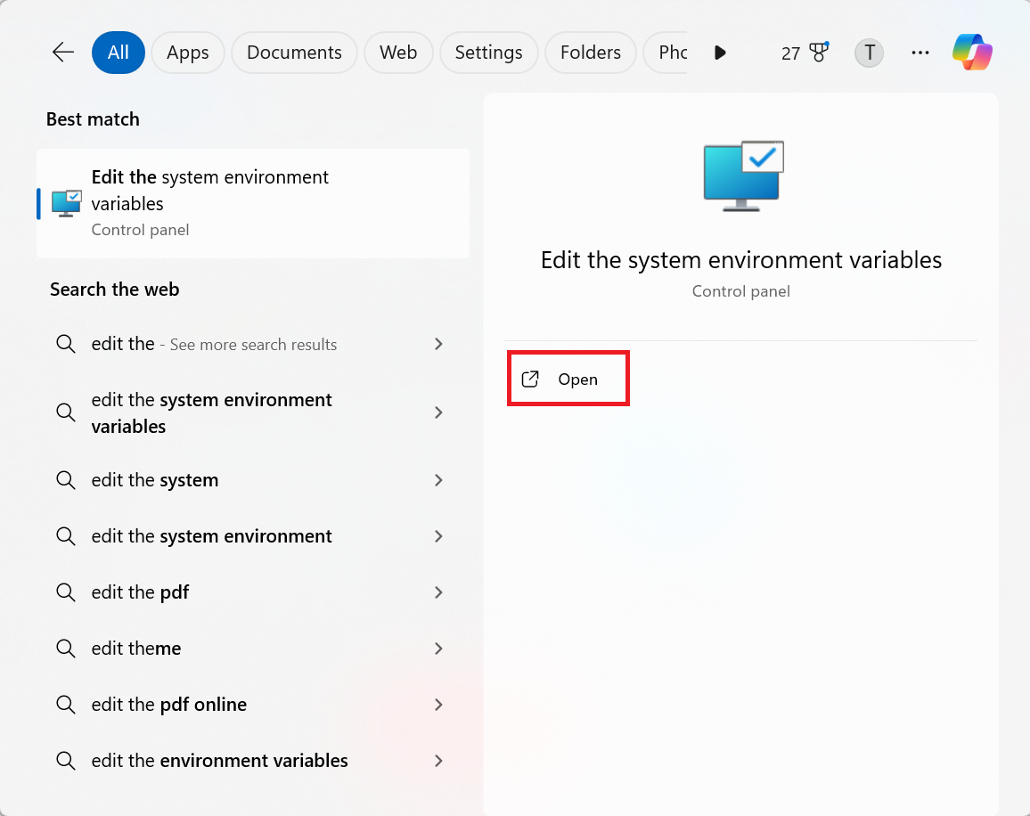 Searching for Environment Variable Settings