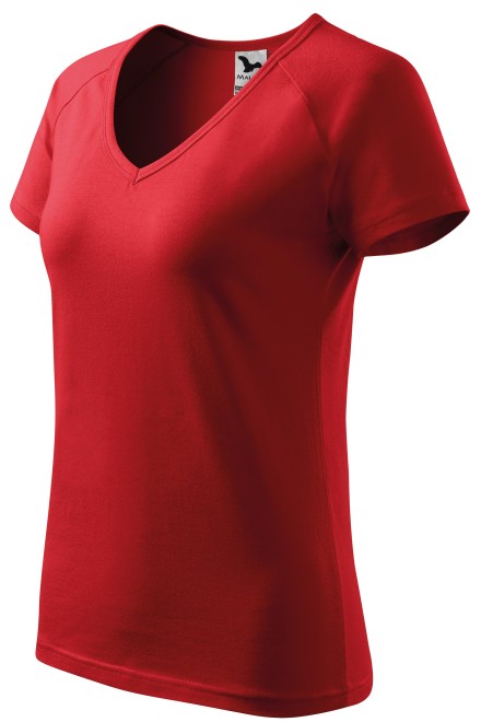 Tricou dama slim fit cu mânecă raglan, roșu
