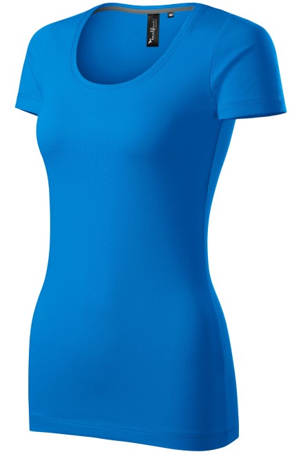 Tricou de damă cu cusături decorative, albastru oceanic
