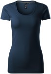 Tricou de damă cu cusături decorative, albastru inchis