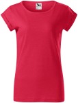 Tricou de damă cu mâneci rulate, marmură roșie