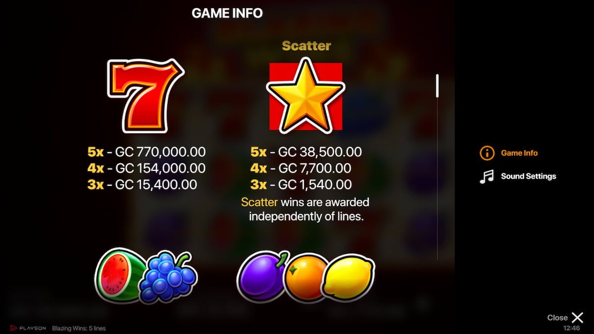 Blazing Wings 5 Lines slot game symbols