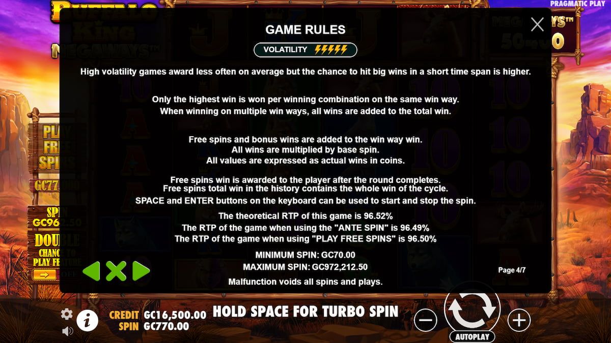 Buffalo King Megaways online slot game rules