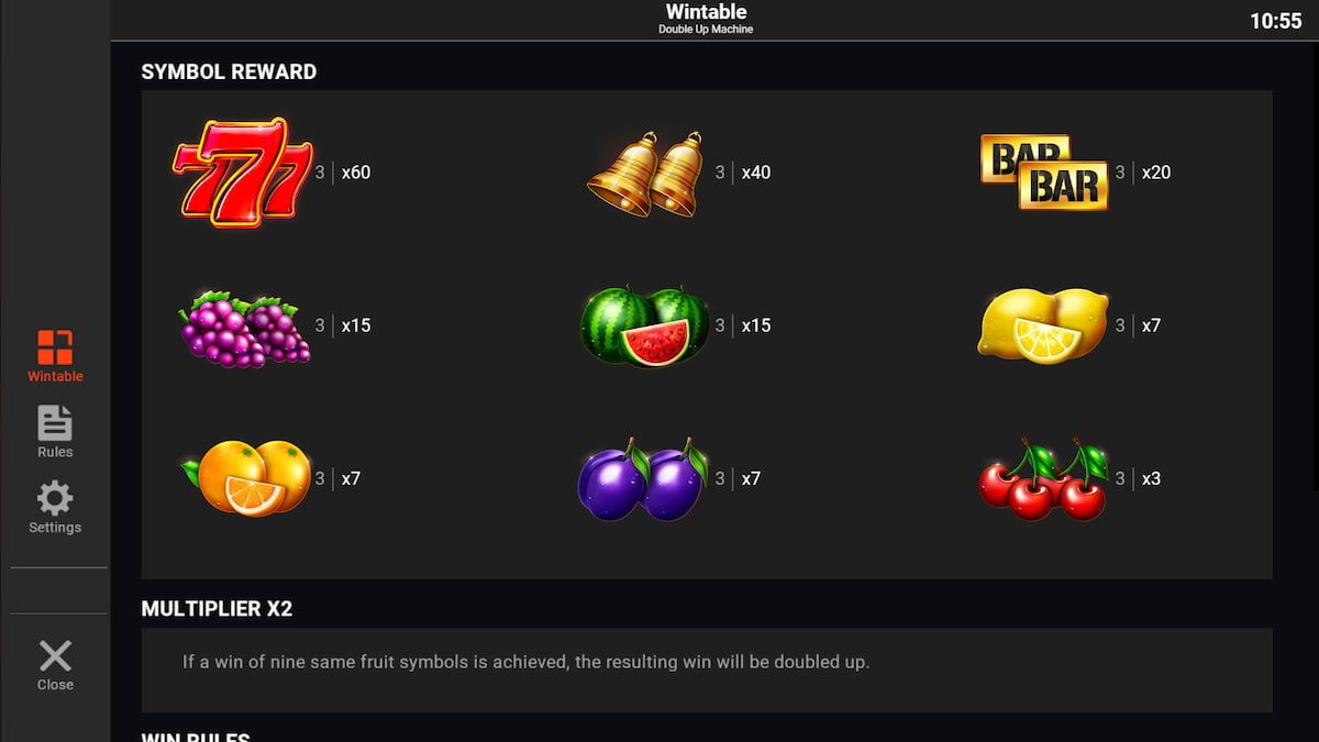 Double Up Machine slot game symbols