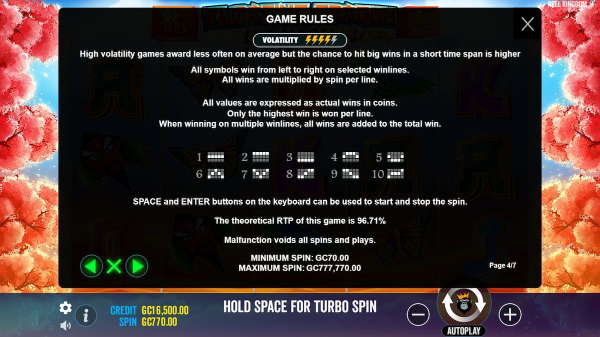 Floating Dragon slot game rules