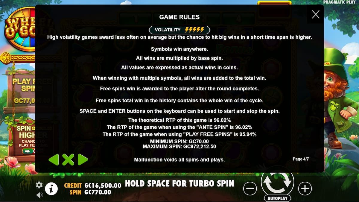 Wheel-o-Gold slot game rules