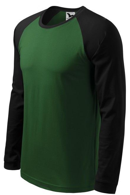 Ανδρικό κοντομάνικο μπλουζάκι με μακριά μανίκια, πράσινο μπουκάλι