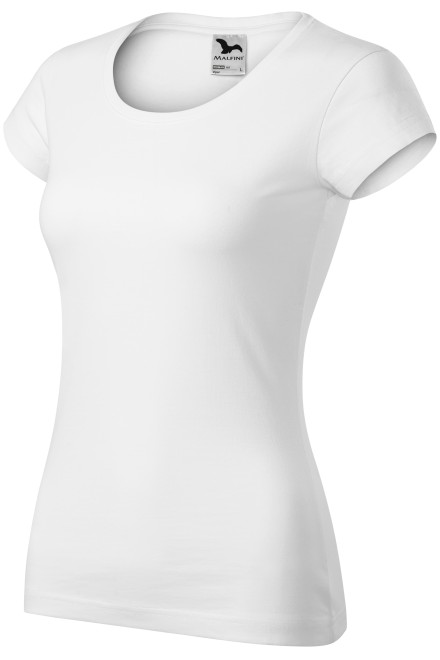Γυναικεία μπλούζα με λεπτή εφαρμογή και στρογγυλή λαιμόκοψη, λευκό