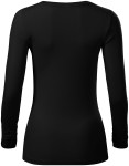 Γυναικείο μπλουζάκι με μακριά μανίκια και βαθύτερη λαιμόκοψη, μαύρος