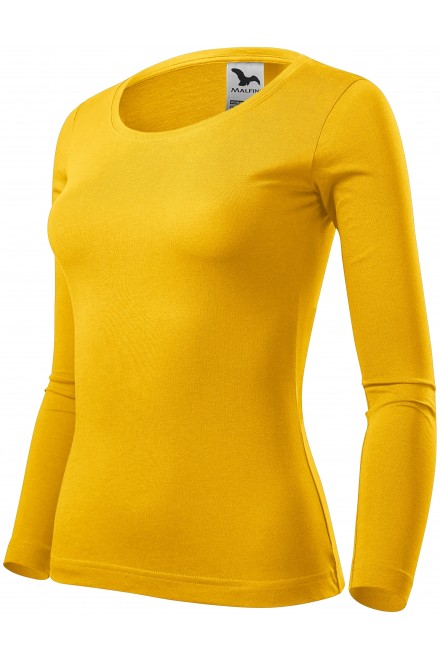 Lacné dámske tričko s dlhými rukávmi, žltá