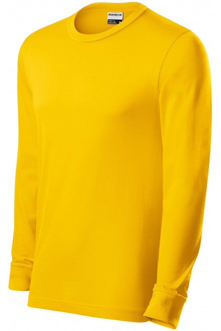 Lacné odolné pánske tričko s dlhým rukávom, žltá