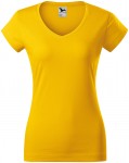 Levné dámské tričko s V-výstřihem zúžené, žlutá