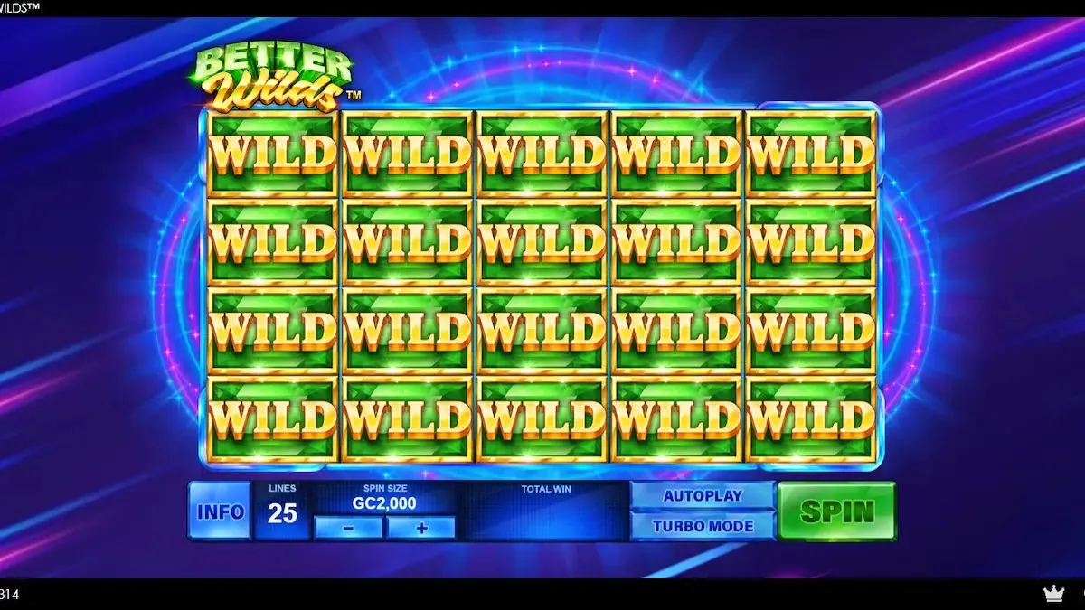 Full screen of WILD symbols covering all reels in the Better Wilds slot.