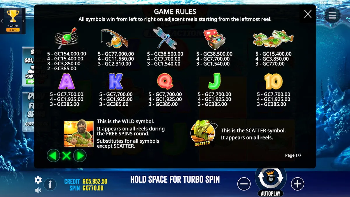 Big Bass Bonanza Reel Action slot wintable and rules
