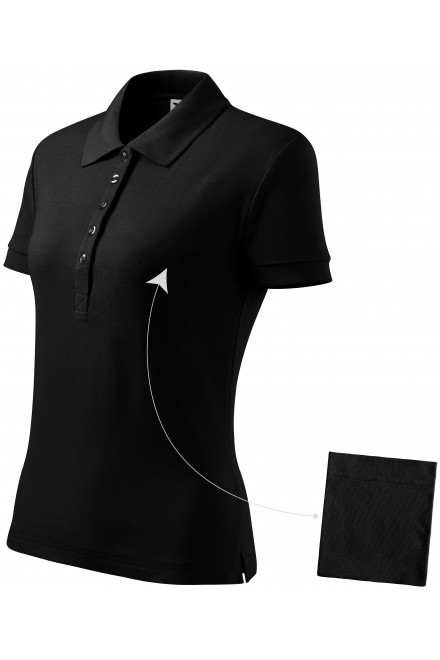 Damen einfaches Poloshirt, schwarz