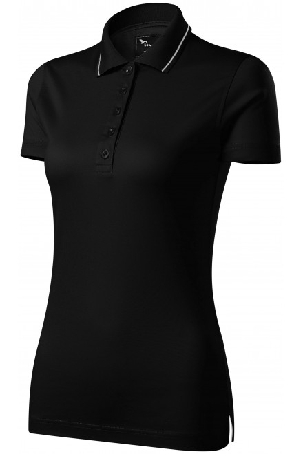 Damen elegantes mercerisiertes Poloshirt, schwarz