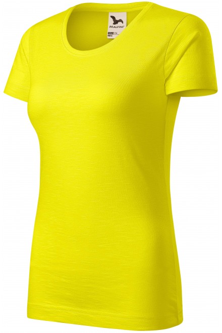 Damen-T-Shirt aus strukturierter Bio-Baumwolle, zitronengelb