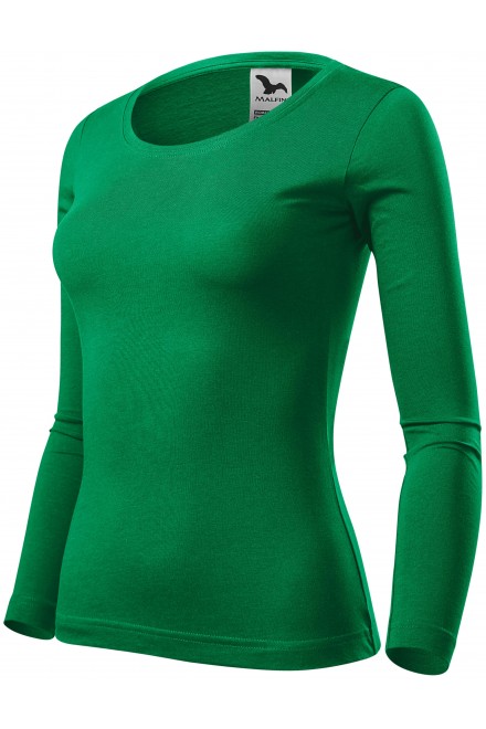 Damen T-Shirt mit langen Ärmeln, Grasgrün