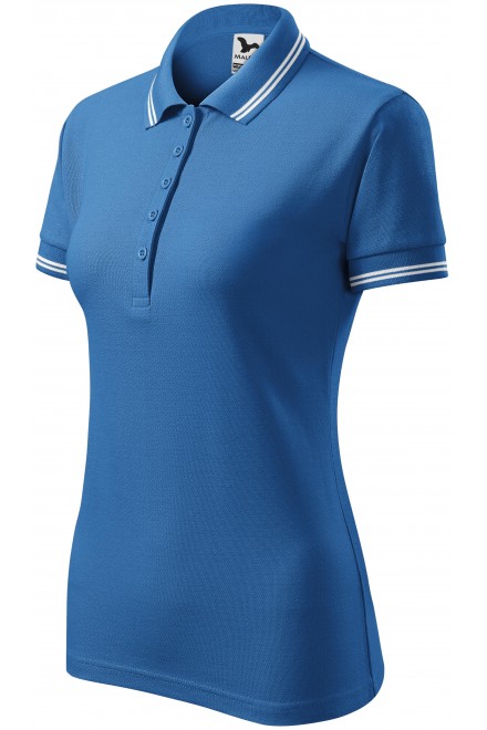 Kontrast-Poloshirt für Damen, hellblau