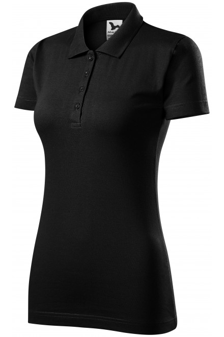 Slim Fit Poloshirt für Damen, schwarz
