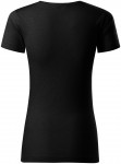 Damen-T-Shirt aus strukturierter Bio-Baumwolle, schwarz