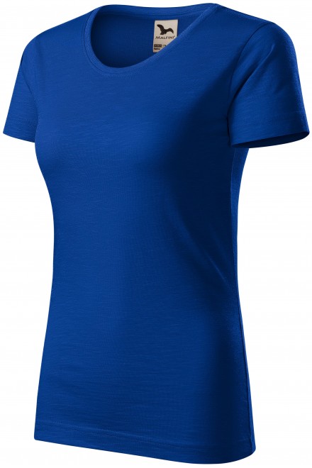 Damen-T-Shirt aus strukturierter Bio-Baumwolle, königsblau